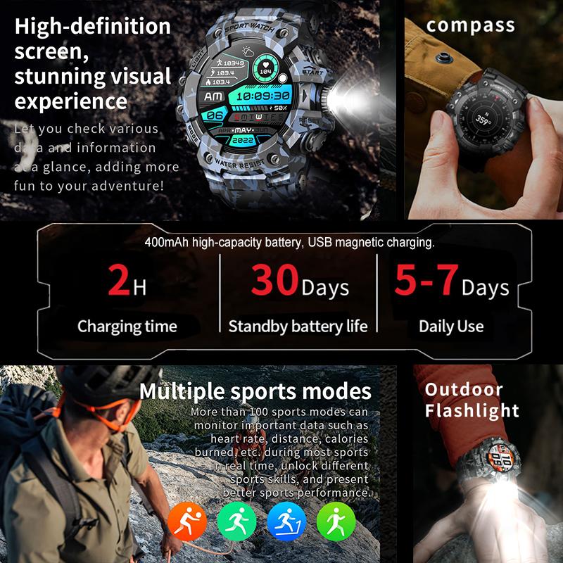 Новые Военные Спортивные Умные Часы Мужские 100+ Спортивных Режимов Outdoor Фитнес Компас Пульсометр BT Звонки Водонепроницаемые Smartwatch Для iOS Android