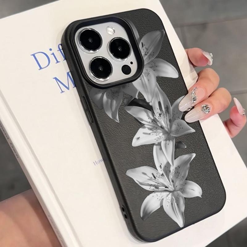 Чехол для телефона с узором «Белая лилия и личи» для iPhone 17 16 15 14 13 12 11 Pro Max XS XR Plus 17 Air 16 17 Pro Мягкий силиконовый ТПУ чехол