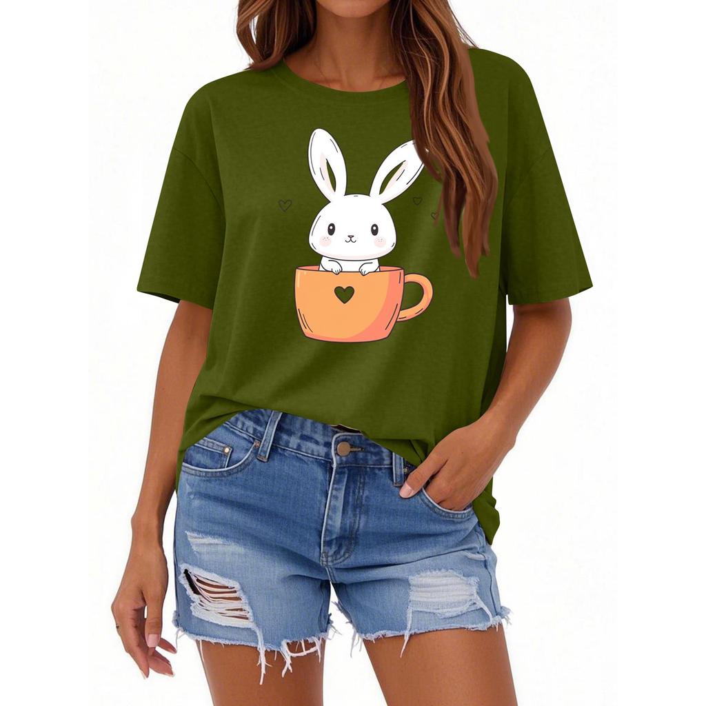 Женская повседневная футболка с круглым вырезом и короткими рукавами с принтом