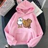 Kawaii Cartoon Capybara Print Women Hoodies Casual Long Sleeve Plus Size Толстовки Harajuku Female Осень Зима Теплый Пуловер