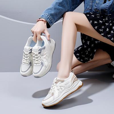 Повседневные женские кроссовки на массивной платформе, прогулочная обувь с дышащей сеткой, нескользящие кроссовки для бега, теннисные туфли на шнуровке, женская легкая обувь для тренировок