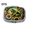 Pill Box with Hinged Lid 2 Compartments Tablet Holder Portable Jewelry Case with Mirror for Purse Pocket Travel Use