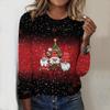 Tops For Women Snowflake Christmas Print Round Neck Long Sleeve T-shirt Fall Casual Slim Pullover Women's Long Sleeve Top