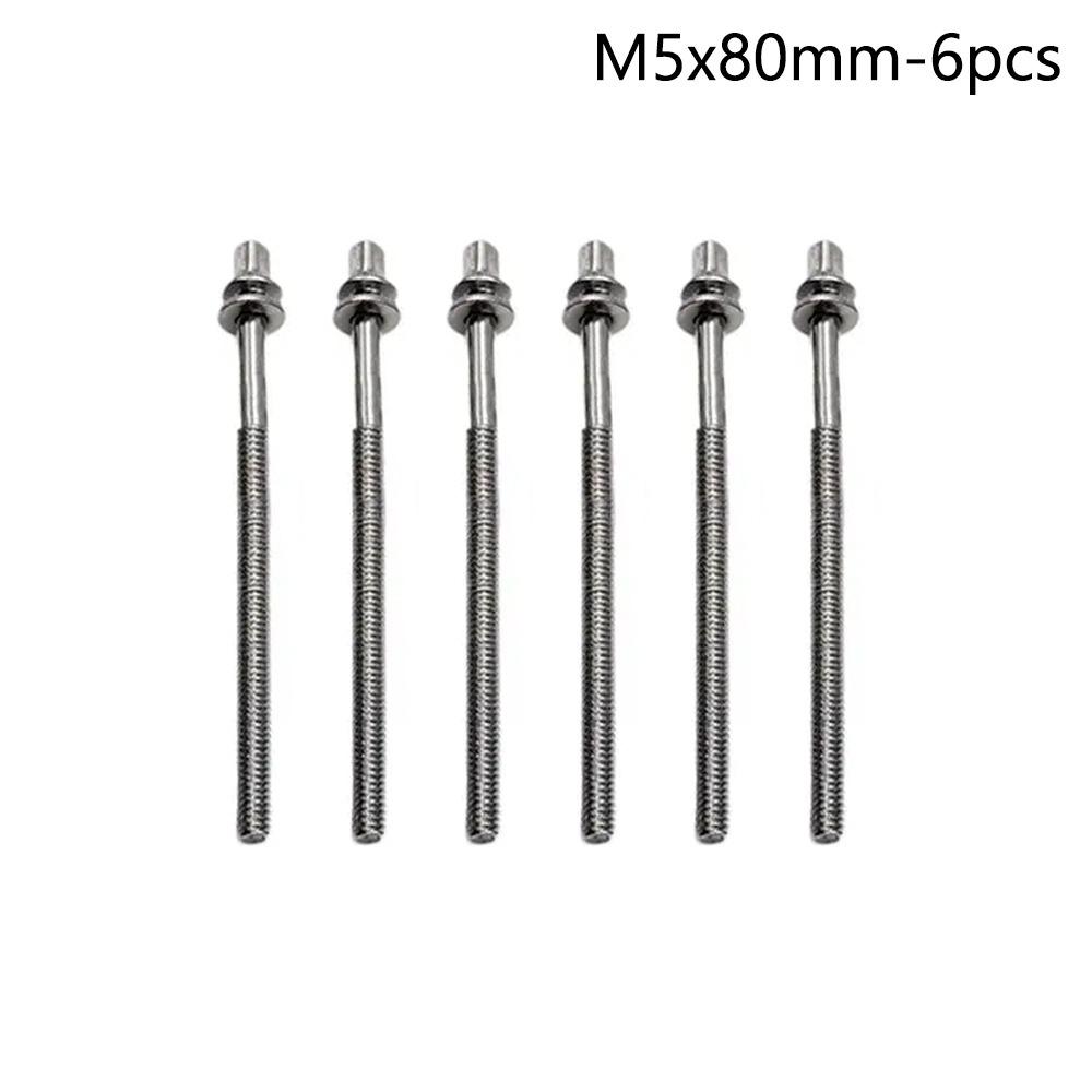6Pcs Strong Drum Tension Rods with Washers Drum Tight Screw Drum Lug Bolts  for Jazz Drums Repair