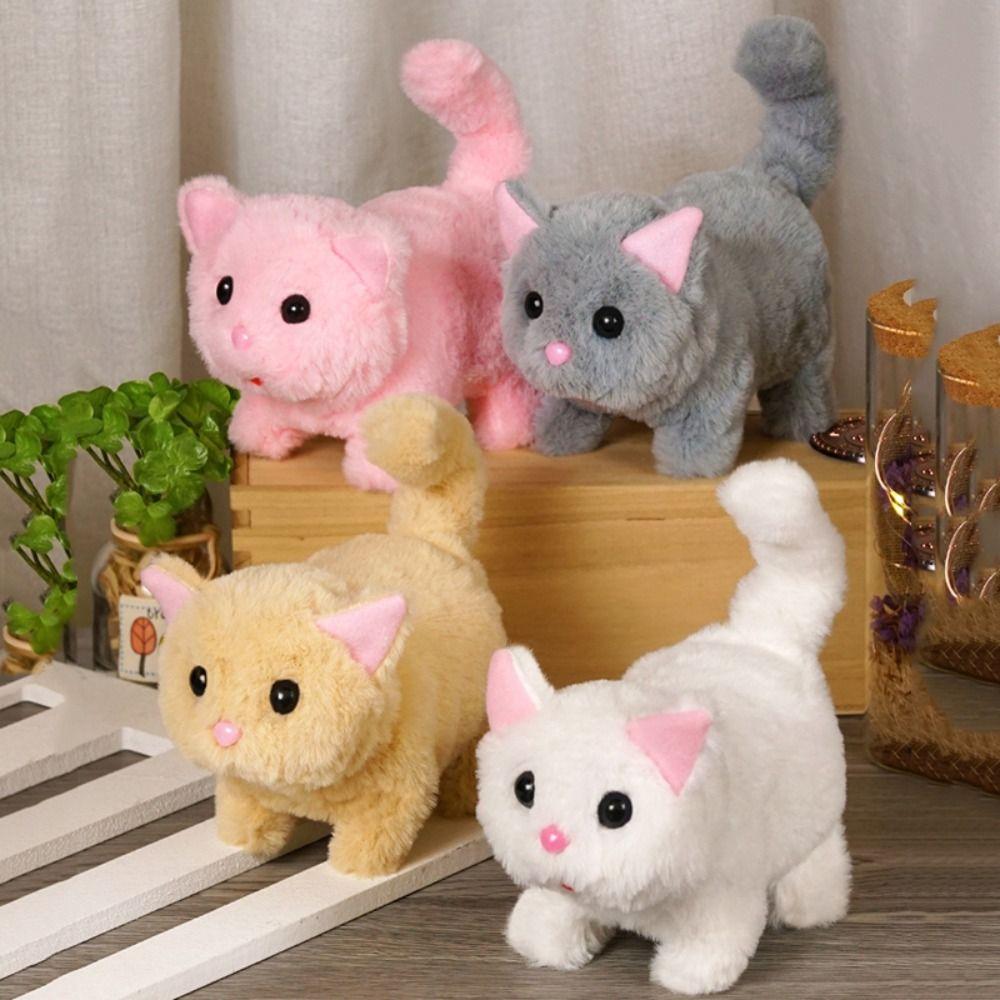 Stuffed Animal Electronic Stuffed Doll Tail Wagging Walking Interactive Cat Boys Girl