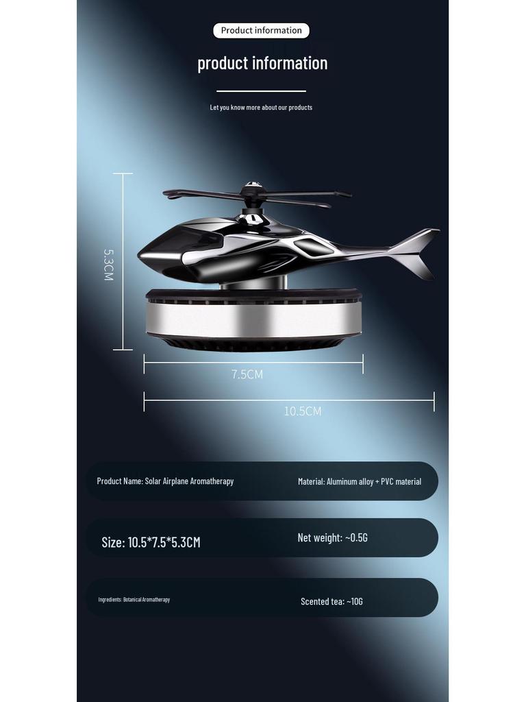 Вращающийся автомобильный освежитель воздуха в виде вертолета на солнечной батарее с датчиком освещенности