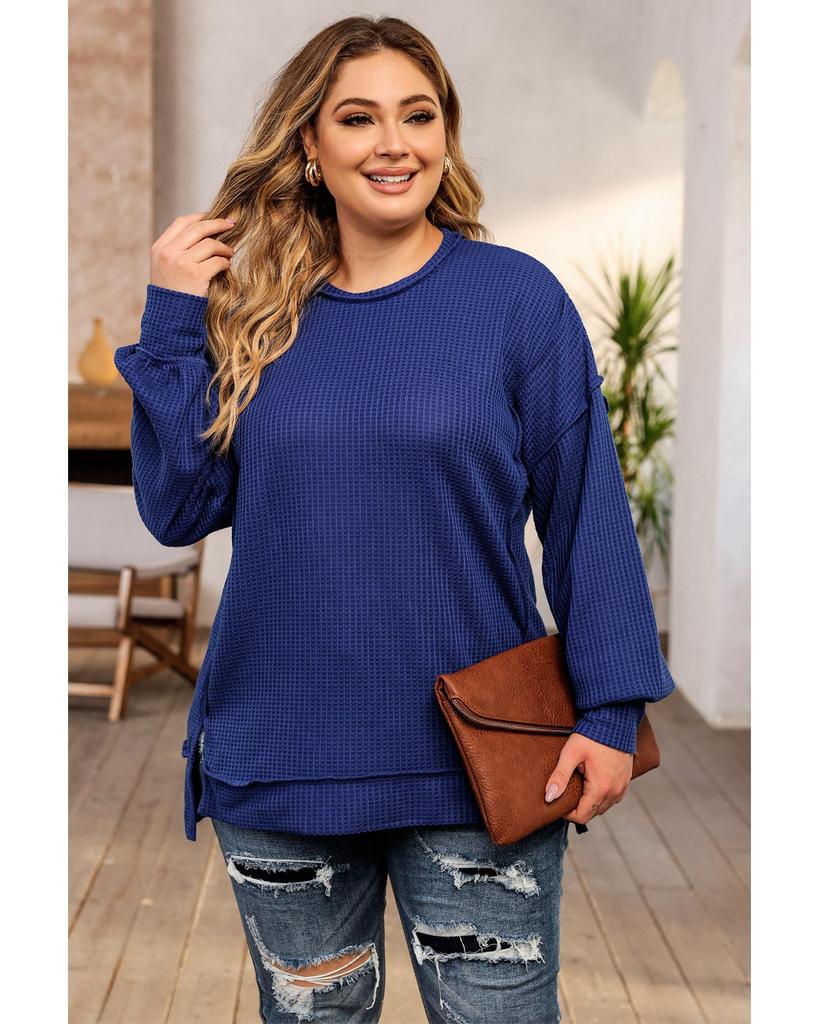 Azura Exchange Топ свободного покроя с открытым швом из вафельной вязки