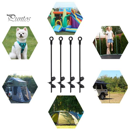 4 шт. спиральные наземные анкеры, сверхмощные анкеры для батутов, антикоррозийное покрытие, стабильная фиксация кольев для палаток с сверлильным гнездом 14 мм для качелей, навесов, палаток