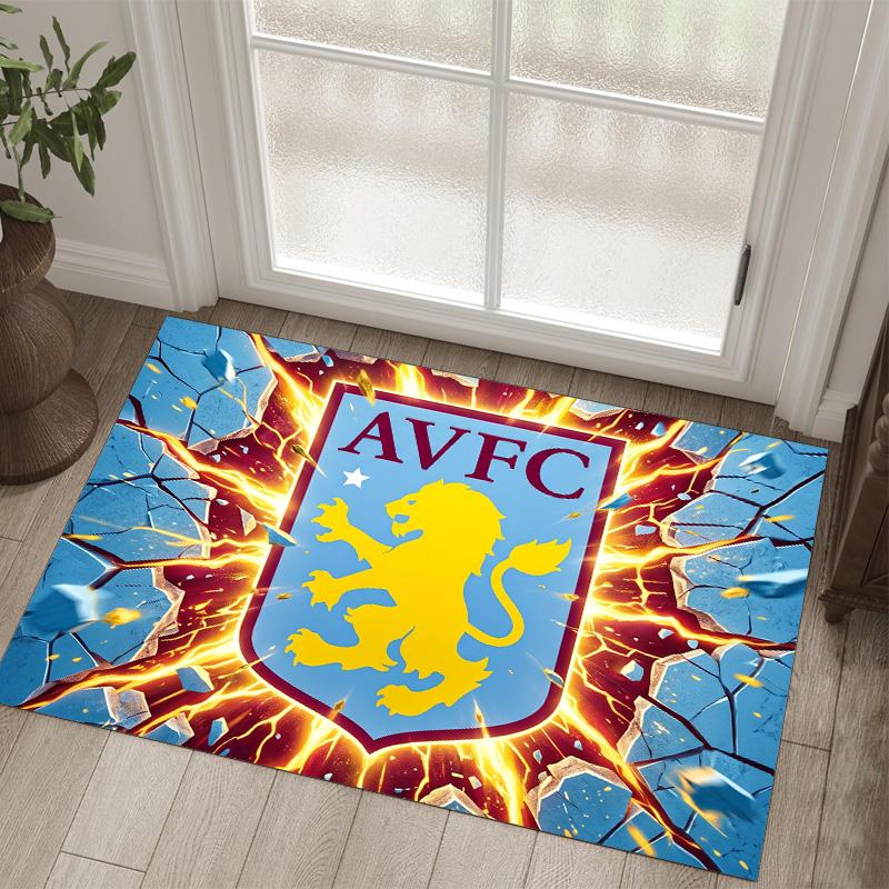 Aston Villa Football Design Crystal Velvet Carpet Cozy Non?Slip Printed Rug For Bedroom Living Room Entrance