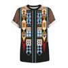 Men's  Vintage Ethnic Style Print Round Neck Short Sleeve Blouse Top T-shirt