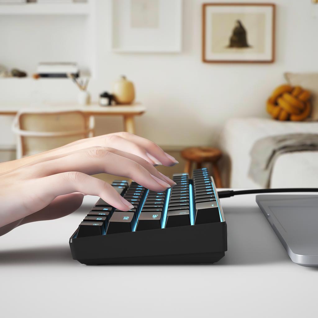 OUTEMU USB Wired 61 key Mechanical Keyboard LED Backlit Supports hot swap Blue Switch   Red Switch