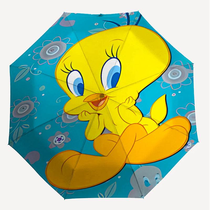 1PC Warner Tweety Bird, Flowers Automatic Open/Close Umbrella with Windproof, 32-Rib Sturdy Canopy, Durable Ribs1249A