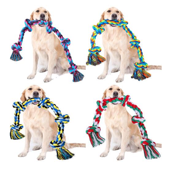Рождественская веревочная игрушка для собаки 5 узлов Прочная игрушка для перетягивания Веревка Неразрушимая веревочная игрушка для жевания собаки для агрессивных жевателей Собаки крупных пород Чистка зубов Перетягивание каната