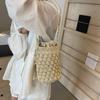 Summer New Fashionable Trendy Women's Bag High Quality Grass Woven Tote Bag Bucket Shape Drawstring Handbags