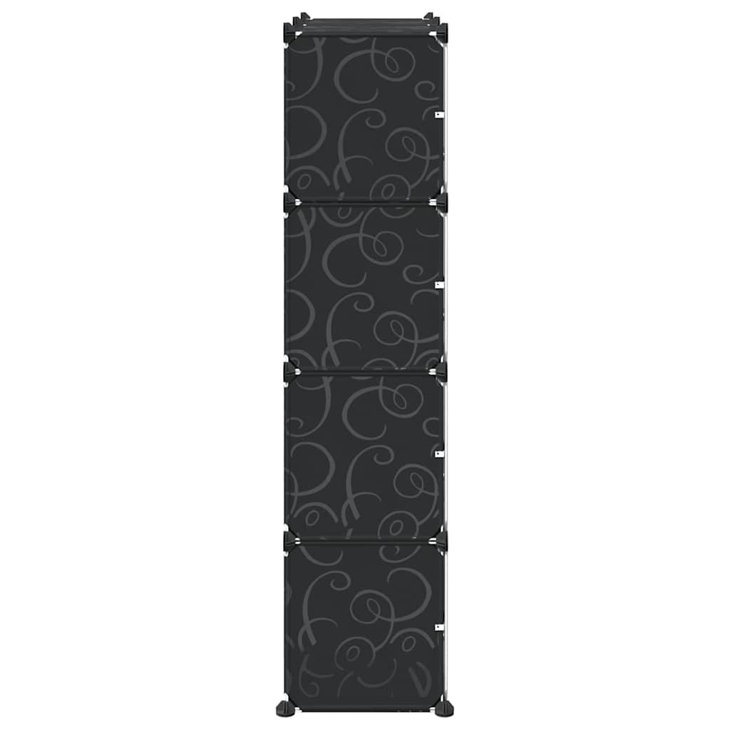 Cube Shelving System with 8 Cubes and Doors Black PP