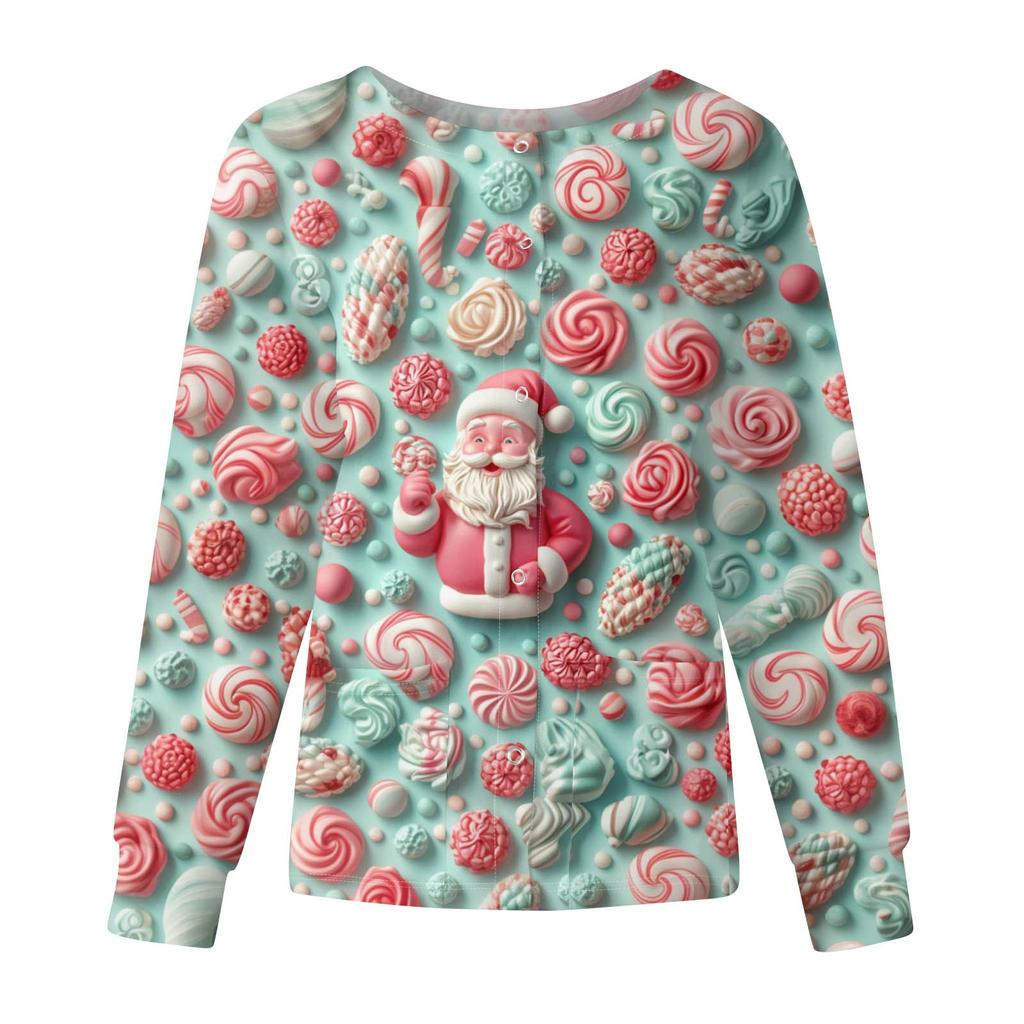 Женские топы с длинными рукавами и карманами, рабочий воротник-стойка, однобортный защитный комбинезон, куртка, рождественский топ