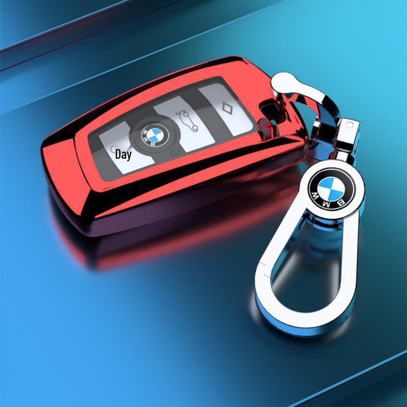 Compatible BMW Key Case for X3, X4, 1, 3, 5, & 7 Series - Decorative Key Shell & Chain