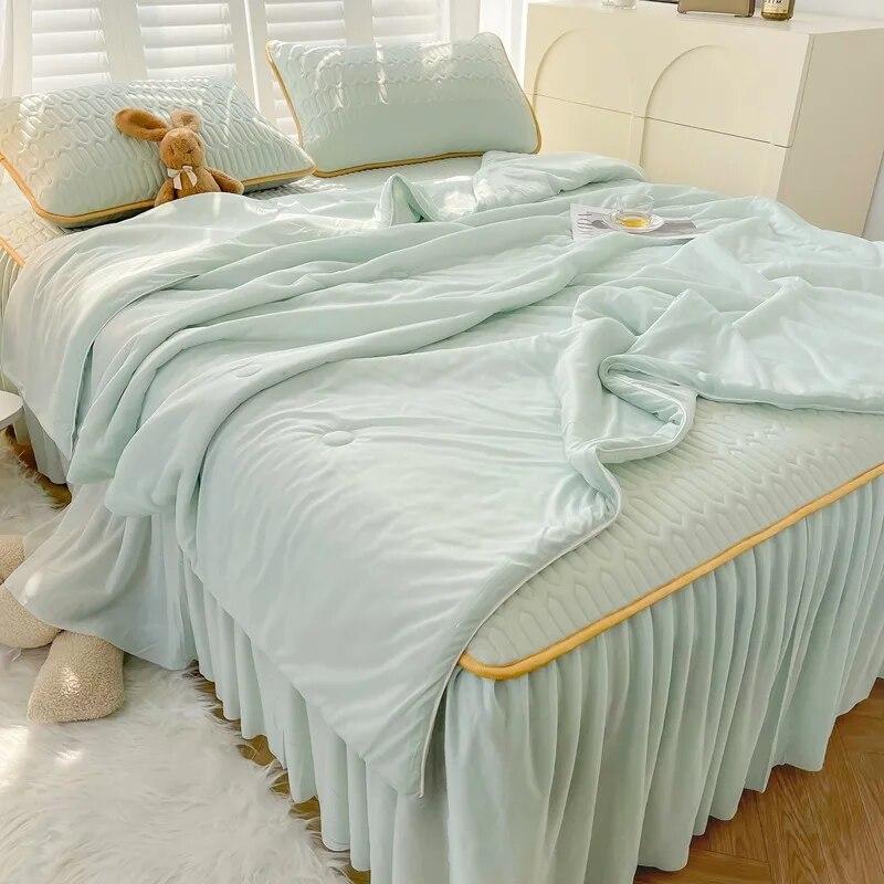 Летний комплект прохладных простыней из латекса, благоприятный для кожи, моющийся, кондиционер, юбка-кровать, нескользящие защитные чехлы для матраса