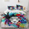 3D Animal Duvet Cover Microfiber Wolf Fox Elk Bedding Set Wild Animals Comforter Cover King Queen For Teen Adults Bedroom Decor