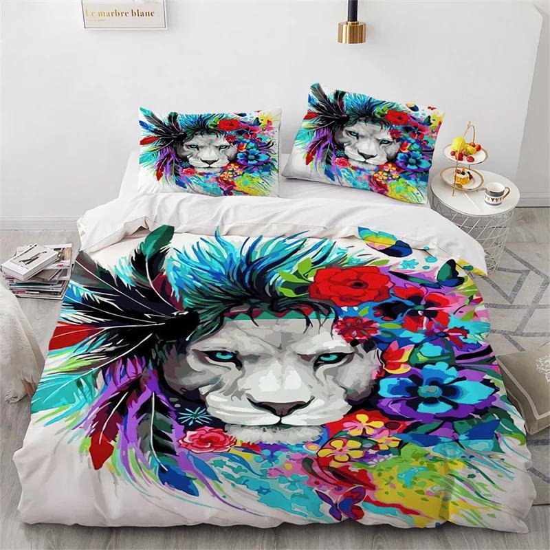 3D Animal Duvet Cover Microfiber Wolf Fox Elk Bedding Set Wild Animals Comforter Cover King Queen For Teen Adults Bedroom Decor
