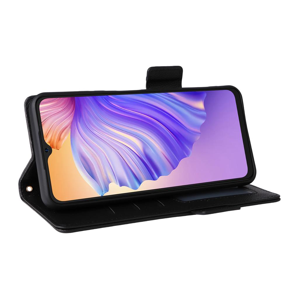 Чехол для Ulefone Note 21 с ремешком на запястье, текстура личи, кошелек из ПУ кожи, чехол для телефона