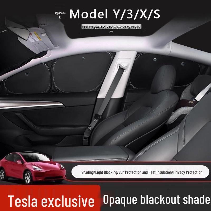 Tesla Model 3/Y Sunshade: Refresh Version Opaque Camping Privacy Curtain with Suction Cups
