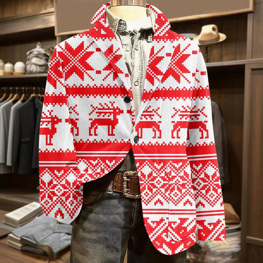 Мужской уродливый рождественский вельветовый теплый карманный пиджак-кардиган, мужской повседневный костюм