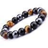 Bracelet - UEUC - Tiger's Eye - Hematite - Black Obsidian - 10 Mm