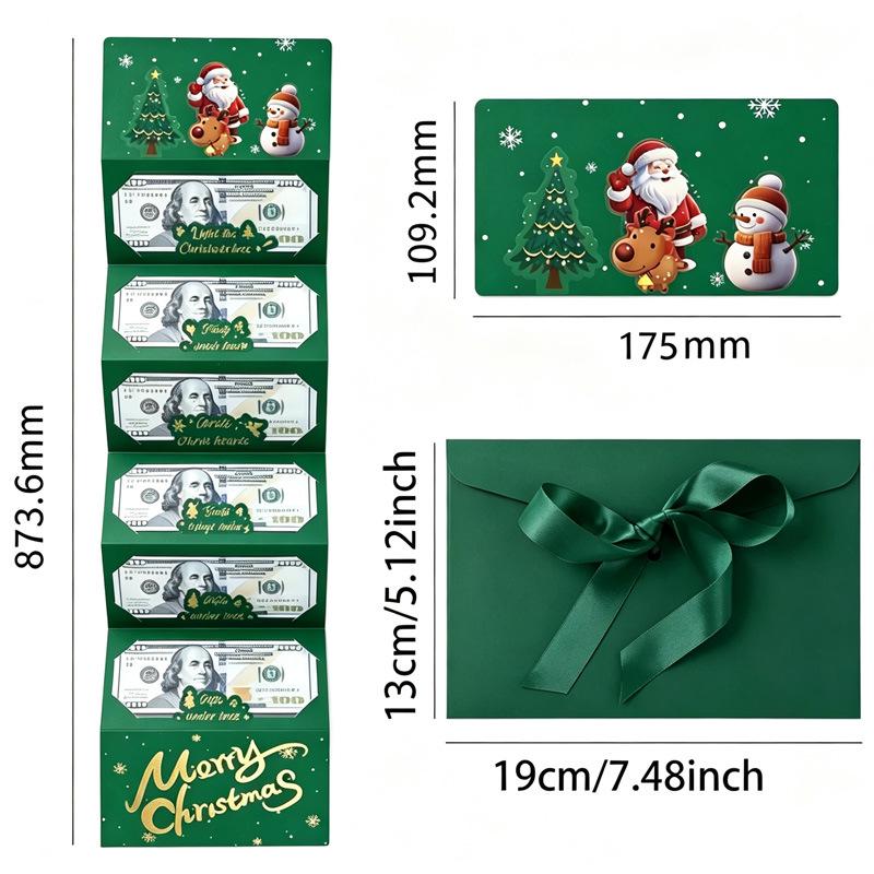 2026 Santa Claus Christmas Money Box with 10 Card Slots - US Dollar Red Envelope Surprise Party Gift