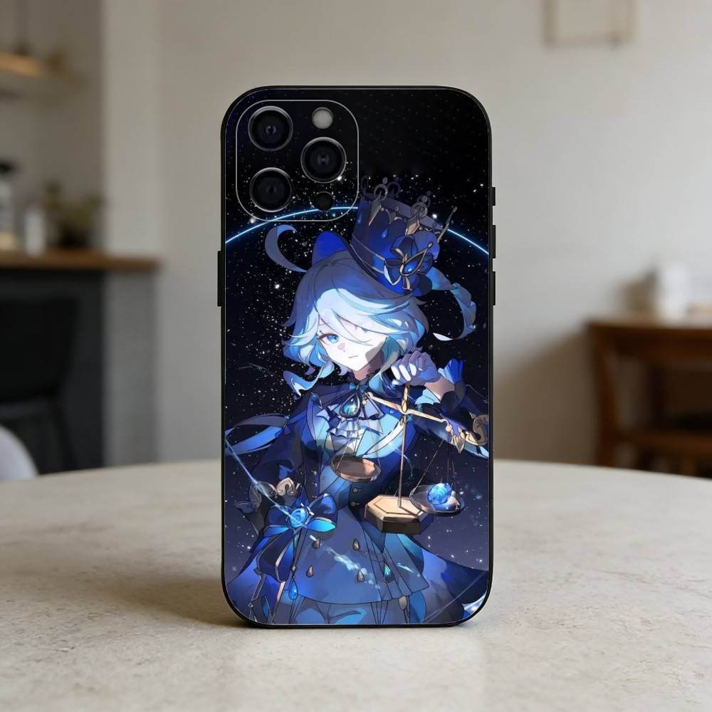 G-Genshin Impact F-Furina Чехол для телефона Для iPhone 17,16,15,14,13,12,11 Plus,Pro Max,SE4 Мягкий силиконовый Черный чехол