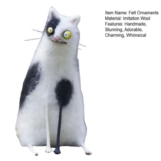 Шерстяной войлок Фамильяры Причудливые войлочные украшения ручной работы Капризные куклы кошки/опоссума Коллекционная фигурка животного для декора стола, полки, столешницы