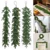 2 Pcs Artificial Pine Needle Garland Realistic Handmade Pine Branches Holiday Hanging Greenery Garland for Christmas Door Mantel Decor