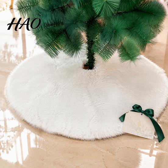 Elegant White Tree Skirt for Holiday Supplies 24/30/36 Inch Faux Fur Christmas Skirt, Soft Fluffy Plush Thickened Base Protector Cover Merry