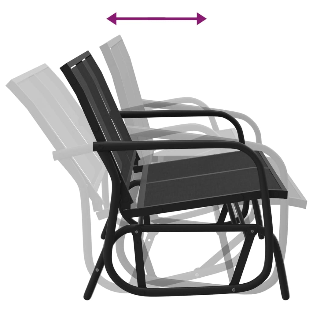 Garden Swing Bench Black 120.5 x 76 x 86.5 cm Textilene & Steel