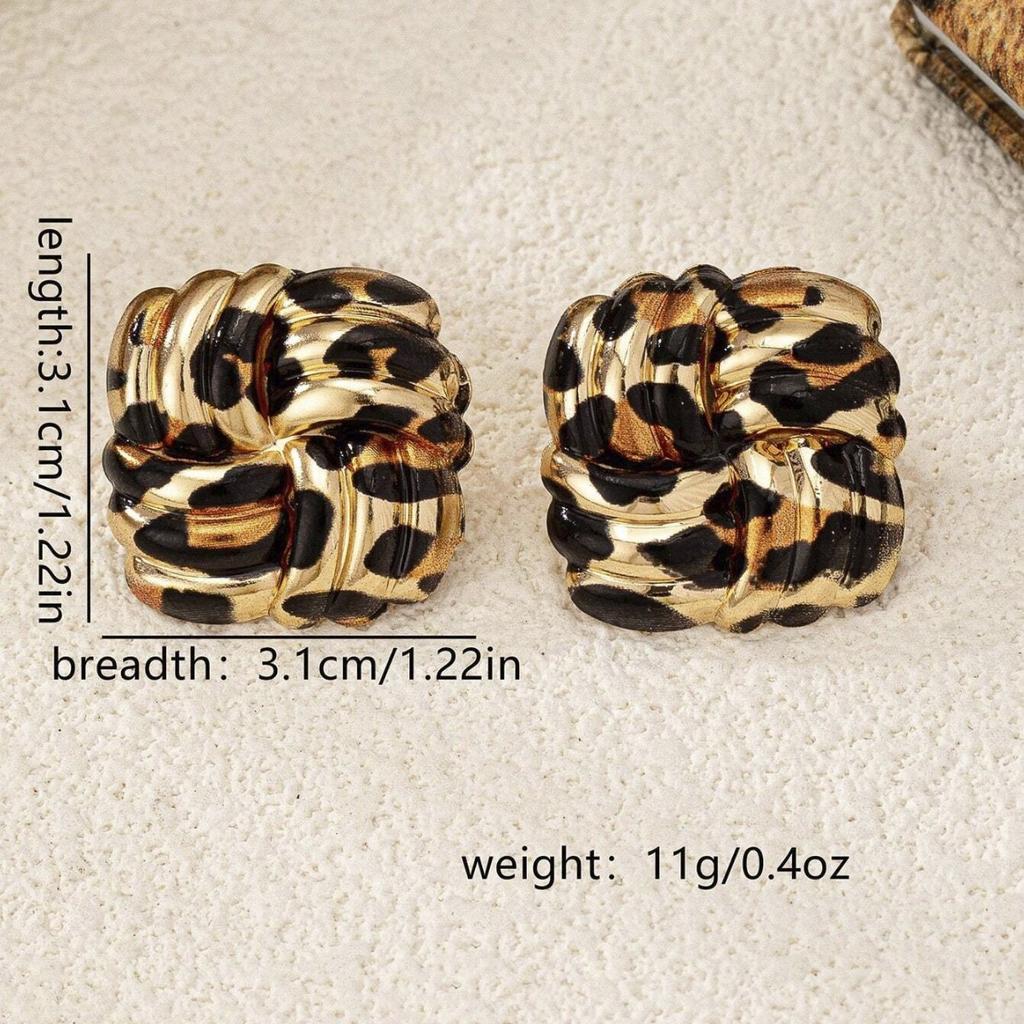 Модные серьги-квадраты с геометрическим леопардовым принтом для женщин AVE