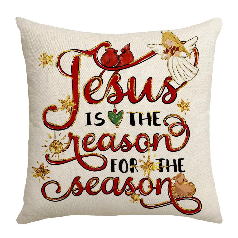 New Winter Linen Printed Pillow Case Christmas Holiday Sofa Decoration Home Pillow