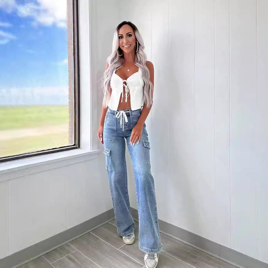 Женские повседневные функциональные рабочие брюки Crew Jeans со шнуровкой и множеством карманов