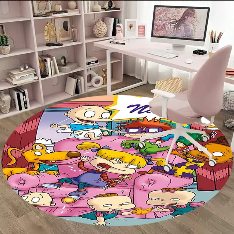 Customizable R-Rugrats in paris2 Round Non-Slip Carpet - Ideal for Garden, Picnic, Office, Perfect for Decoration, Suitable For All Seasons