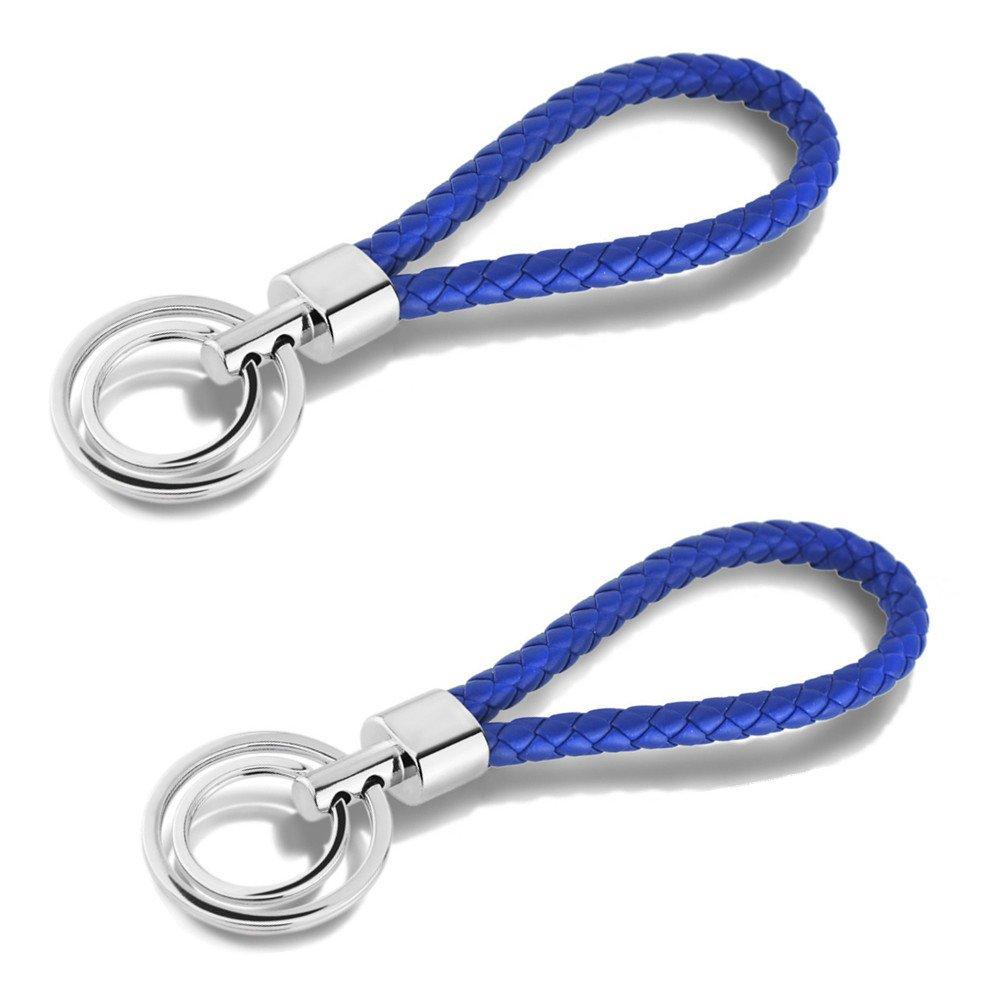 Кольцо из плетеной веревки из ПУ кожи, подходит для DIY круглого кулона, держатель для ключей, кольцо для ключей от машины для мужчин и женщин QL-BK