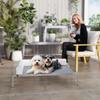 Outdoor Dog Bed, Elevated Dog Bed for Medium-Sized Dogs, with L-shaped Cushion 110x75x30cm, Light Grey