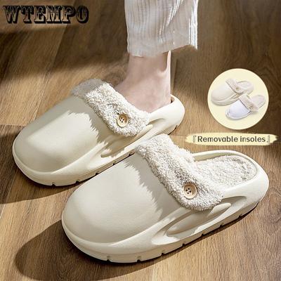 Женские осенне-зимние теплые тапочки, мягкие непромокаемые плюшевые тапочки из ЭВА, женские сабо, домашняя домашняя обувь для пар, нечеткая обувь на толстой подошве