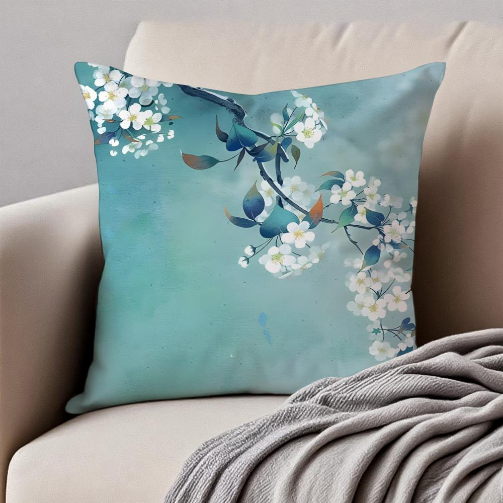 Цветы груши Цветы абрикоса Весенний цветок Наволочка для подушки Чехол для подушки Антипылевой Невидимая молния Короткий плюш Подушка для дивана