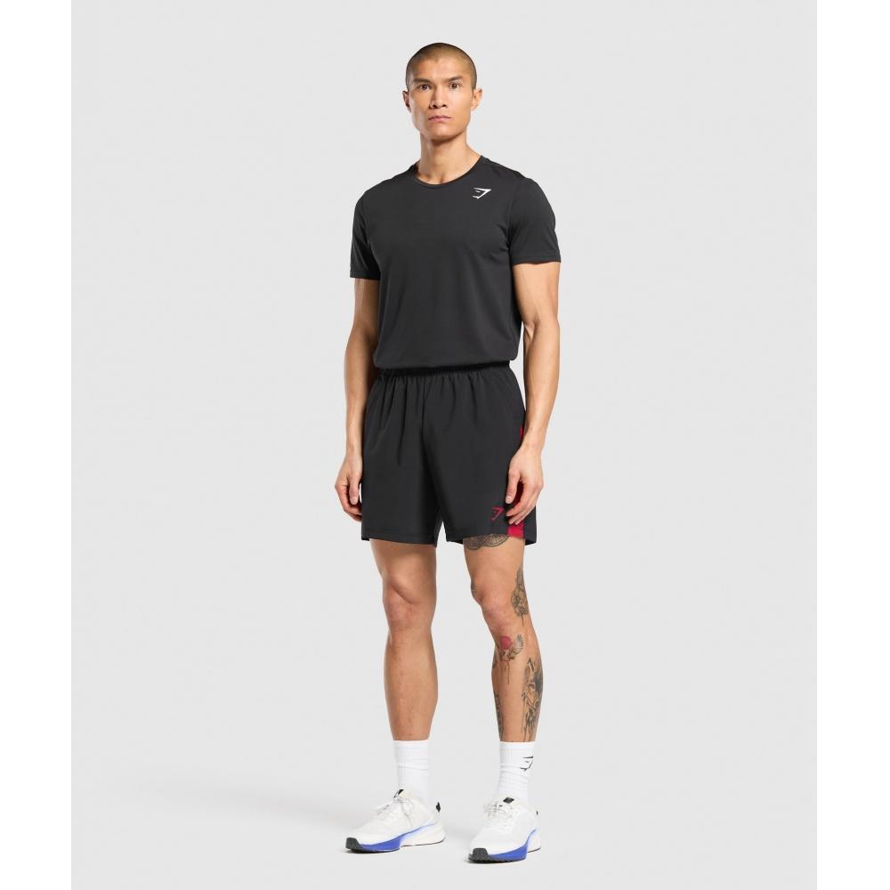 Gymshark Спортивные шорты 7 черные, кондиционирующие, красные A1b3l Bc1d