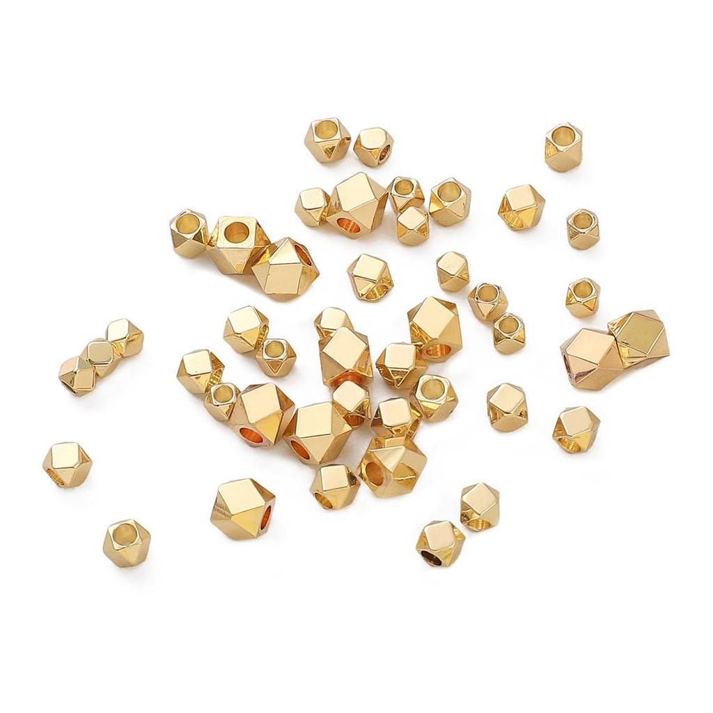 Copper Polygonal Cut Loose Bead Partition For DIY Jewelry Making Craft Accessories
