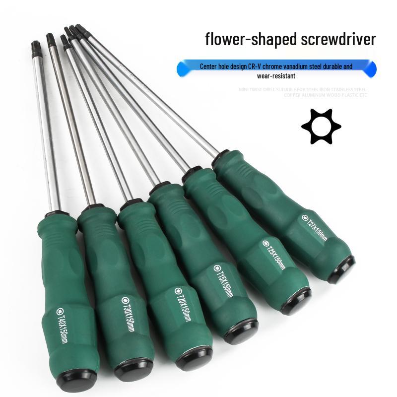 Jackly Flower Star Pattern Hollow Hexagon Screwdriver Set: T20, T25, T27, T30, Phillips.