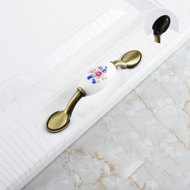 1 шт. ручка для шкафа в европейском стиле, керамическая ручка, винтажный синий цветок, одно отверстие, ручки для шкафа, ручки для ящиков шкафа