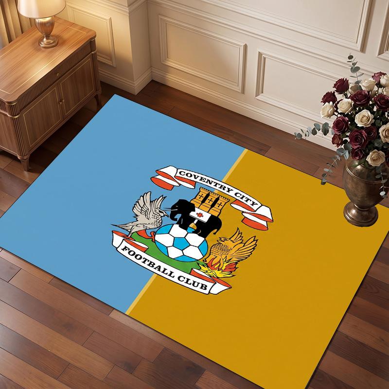 Коврик из кристаллического велюра с принтом футбольного клуба Coventry City, Удобный, Впитывающий влагу, Нескользящий, Для помещений