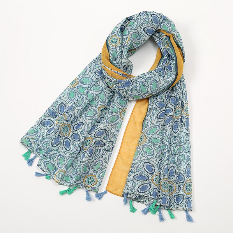 Designer Brand Women Scarf Classical Print Lady Shawls Cotton Feeling Soft Oversize Hijabs Neck Headband Tassel Foulard