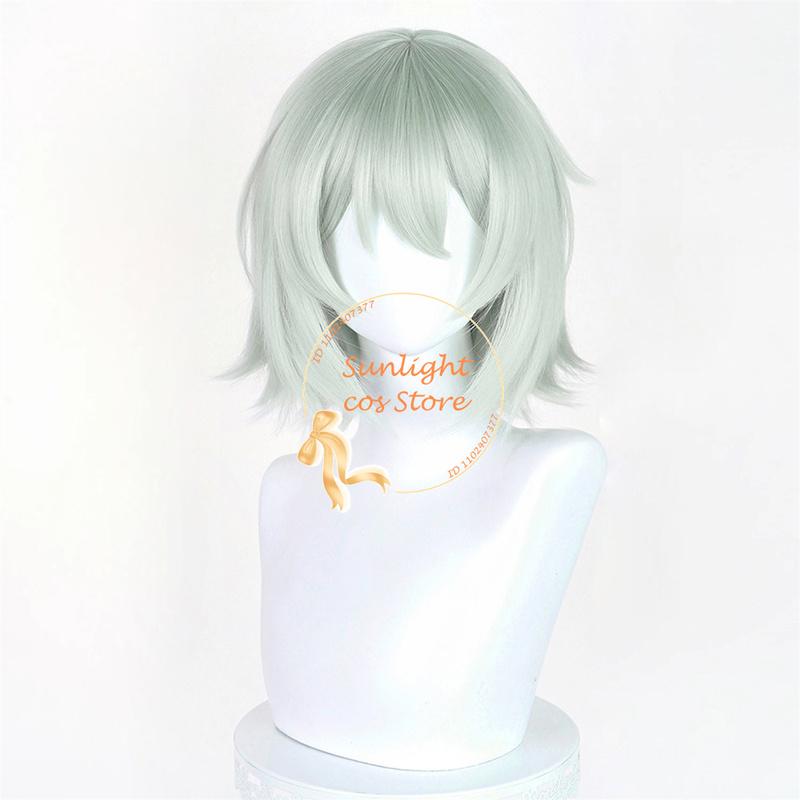 Chainsmoker Cat Yani Neko Satou Yuko Cosplay Wig 38cm Light Green Anime Cosplay Wigs Heat Resistant Synthetic Hair Halloween