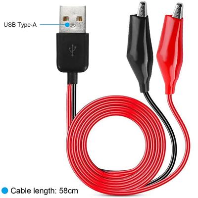 Крокодиловые зажимы на USB, Кабель с зажимами типа «крокодил» на штекер USB Type-A, Медные измерительные провода для тестирования источника питания цепи